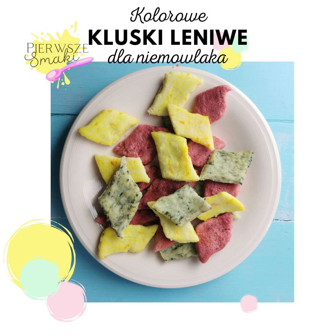 kolorowe kluski leniwe dla niemowlaka